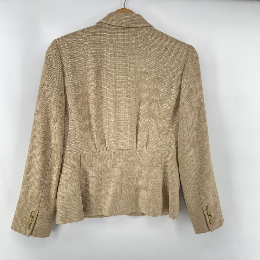 Ralph Lauren LRL Blazer Women 4 Beige 100% Silk Tweed Quiet Luxury Old Money - Picture 7 of 14